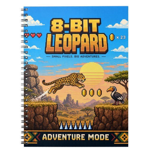 Leopard, Retro-8-Bit-Pixel-Art Notizblock (Vorderseite)