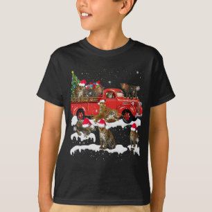 Leopard Riding Red Truck Frohe Weihnachts Weihnach T-Shirt