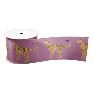 Leopard rosa satinband
