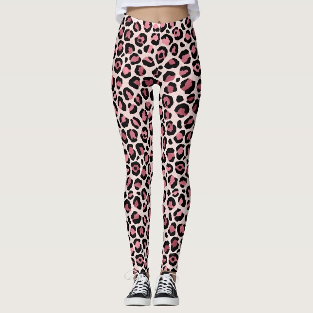 Léopard rose exclusif leggings abstraits (Devant)