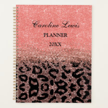 Leopard Rose Gold Glitzer 2023 Planer mit Namen