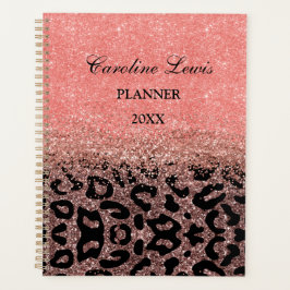 Leopard Rose Gold Glitzer 2023 Planer mit Namen