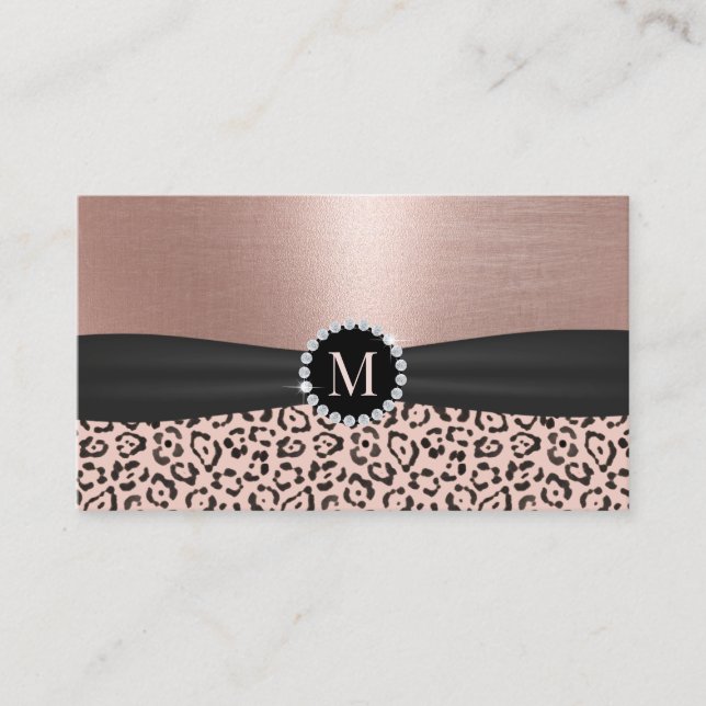 Leopard Rose Gold Makeup Artist Friseur Salon Visitenkarte (Vorderseite)