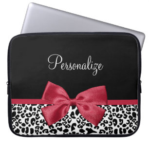 Leopard-Roter-Schleifen-Name Laptopschutzhülle