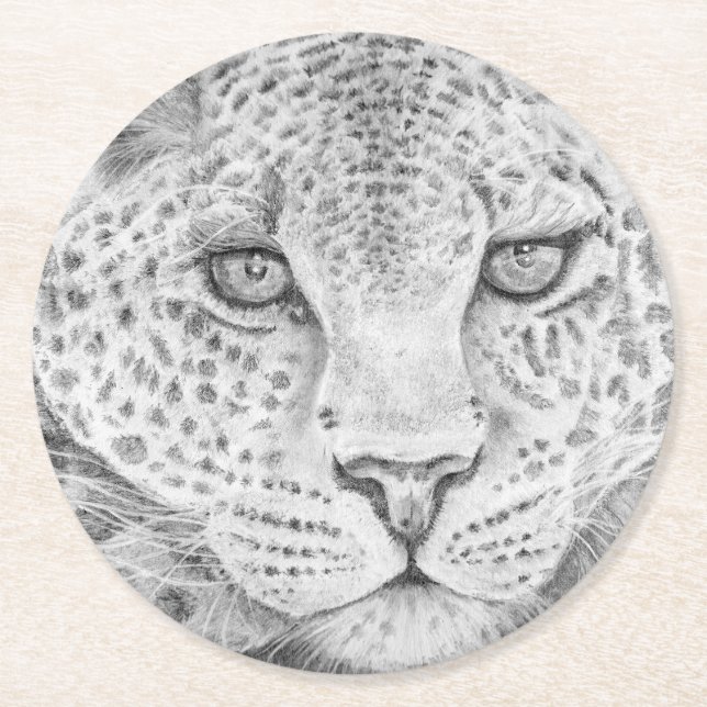 Leopard Runder Pappuntersetzer (Vorderseite)