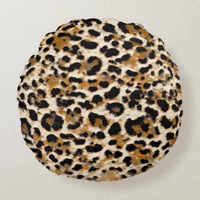Leopard Rundes Kissen (Vorderseite)