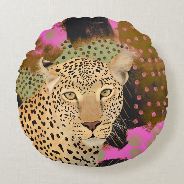 Leopard Rundes Kissen (Vorderseite)