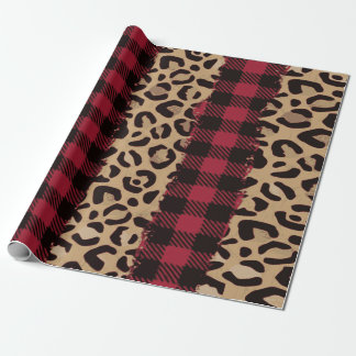 Leopard Safari Buffalo Kariert Weihnachten Geschenkpapier