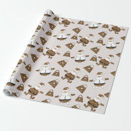 Leopard Santa Purtern Muster auf Beige Geschenkpapier