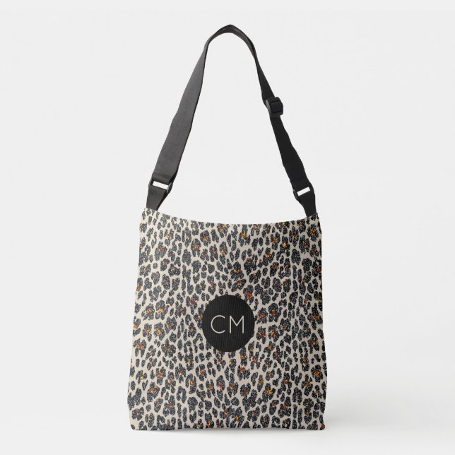 Leopard-Schein-Monogramm-Tasche Tragetaschen Mit Langen Trägern (Vorderseite)