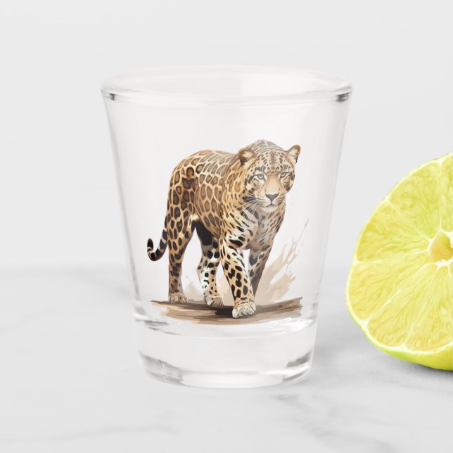 Leopard Schnapsglas (Vorderseite)