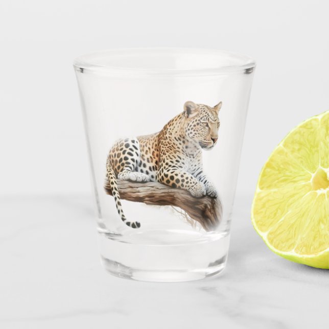 Leopard Schnapsglas (Vorderseite)