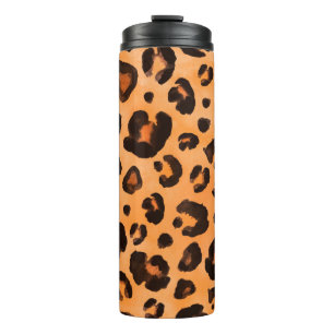 Leopard, schwarz gelb, orange braun, nahtloser Bac Thermosbecher