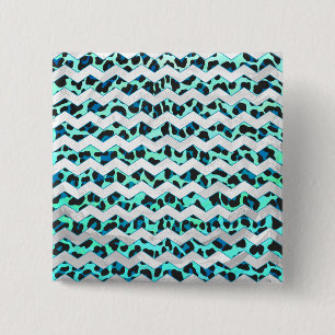 Leopard Schwarz und Aquamarin Button