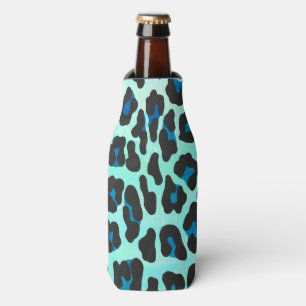 Leopard Schwarz und Aquamarin Flaschenkühler