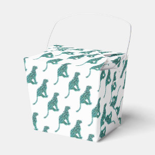 Leopard Schwarz und Aquamarin Geschenkschachtel