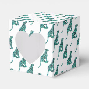 Leopard Schwarz und Aquamarin Geschenkschachtel