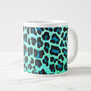 Leopard Schwarz und Aquamarin Jumbo-Tasse