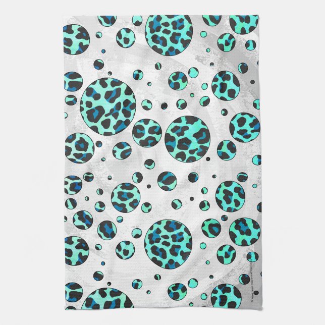 Leopard Schwarz und Aquamarin Küchentuch (Vertikal)