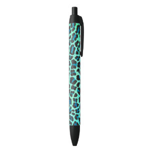 Leopard Schwarz und Aquamarin Kugelschreiber
