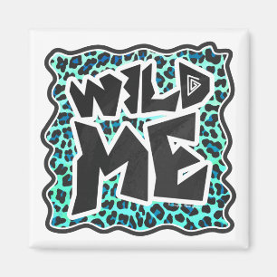 Leopard Schwarz und Aquamarin Magnet