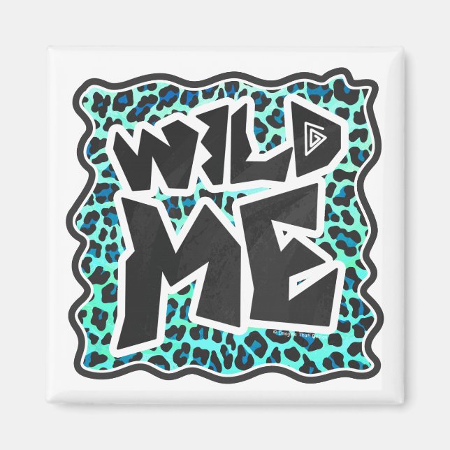Leopard Schwarz und Aquamarin Magnet (Vorne)