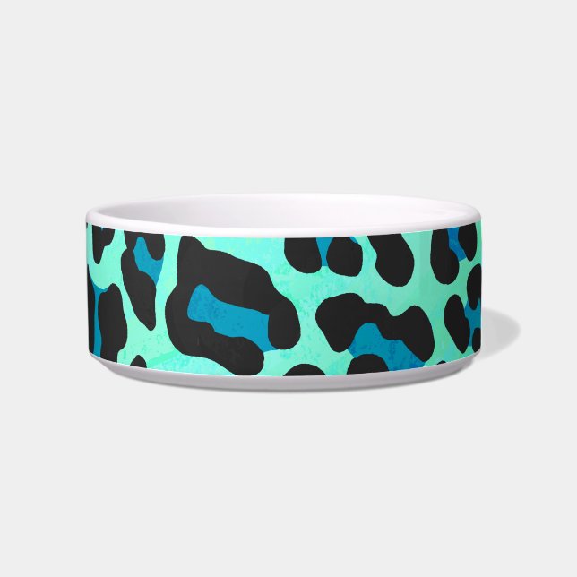 Leopard Schwarz und Aquamarin Napf (Rechts)