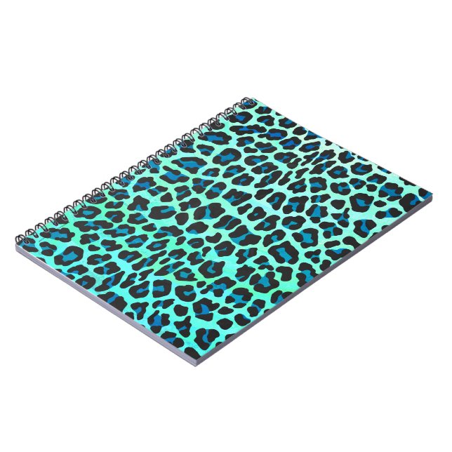 Leopard Schwarz und Aquamarin Notizblock (Linke Seite)