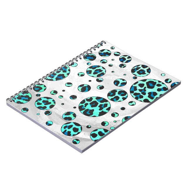 Leopard Schwarz und Aquamarin Notizblock (Linke Seite)