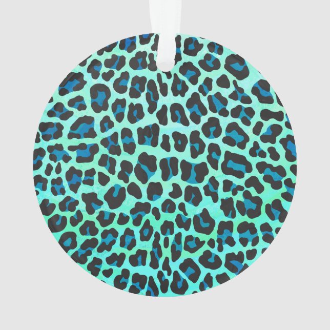 Leopard Schwarz und Aquamarin Ornament (Rückseite)