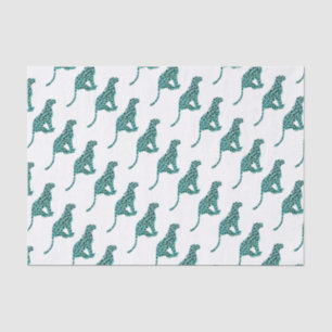 Leopard Schwarz und Aquamarin Seidenpapier