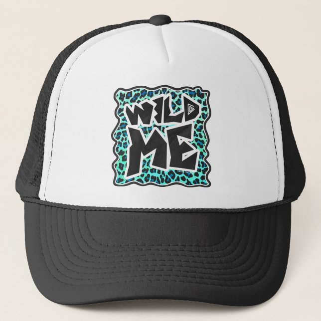Leopard Schwarz und Aquamarin Truckerkappe (Vorderseite)