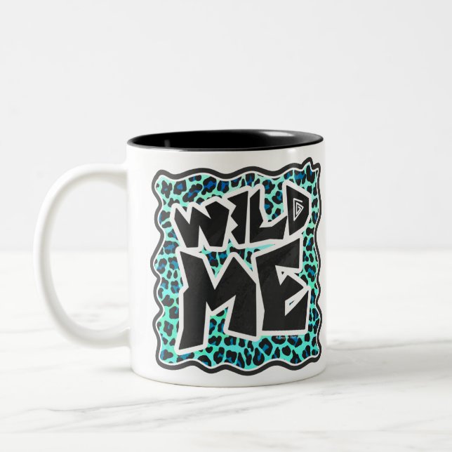 Leopard Schwarz und Aquamarin Zweifarbige Tasse (Links)