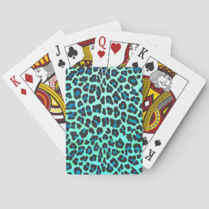 Leopard Schwarz- und Blaugrün-Druck Spielkarten