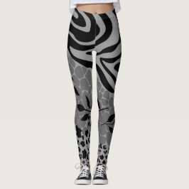Leopard schwarz und grau leggings
