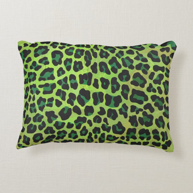 Leopard, Schwarz und Grün Dekokissen (Rückseite)