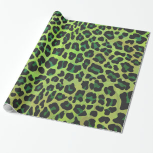 Leopard, Schwarz und Grün Geschenkpapier