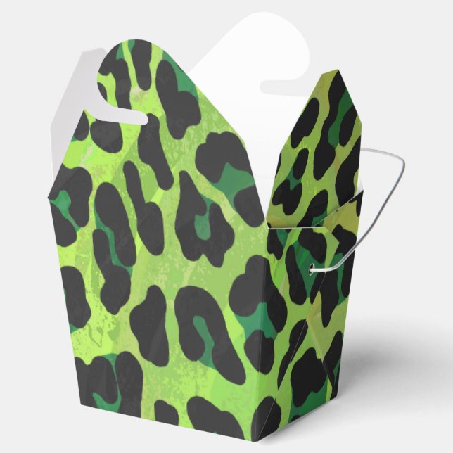 Leopard, Schwarz und Grün Geschenkschachtel (Geöffnet)