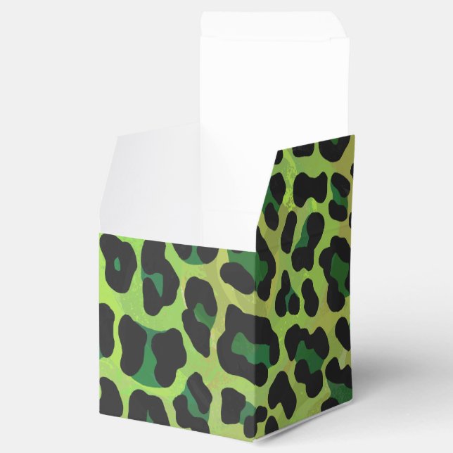 Leopard, Schwarz und Grün Geschenkschachtel (Geöffnet)