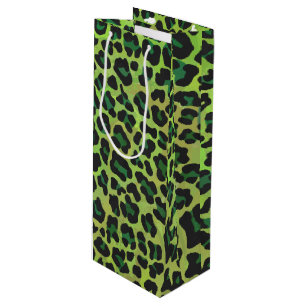 Leopard, Schwarz und Grün Geschenktüte Für Weinflaschen