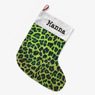 Leopard, Schwarz und Grün Großer Weihnachtsstrumpf