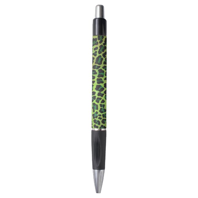 Leopard, Schwarz und Grün Kugelschreiber (Vorderseite Vertikal)