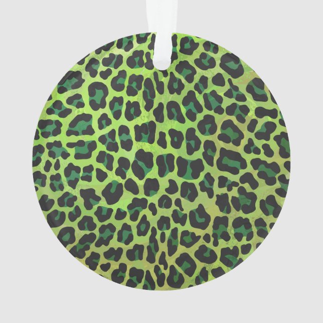 Leopard, Schwarz und Grün Ornament (Rückseite)