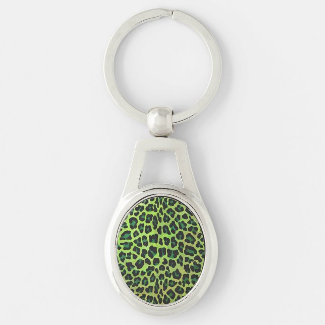 Leopard, Schwarz und Grün Schlüsselanhänger (Vorderseite)