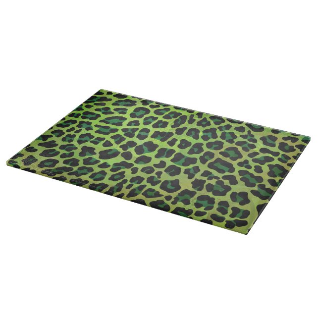 Leopard, Schwarz und Grün Schneidebrett (Ecke)