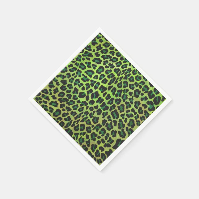 Leopard, Schwarz und Grün Serviette (Ecke)