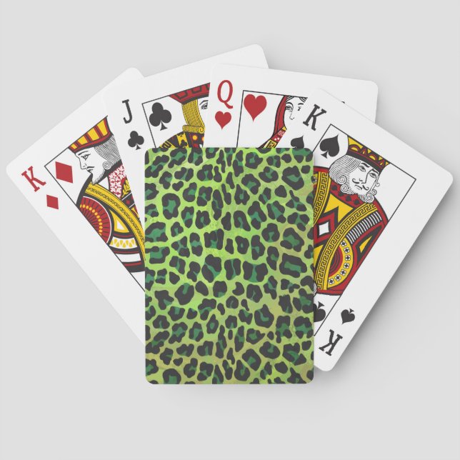 Leopard, Schwarz und Grün Spielkarten (Rückseite)