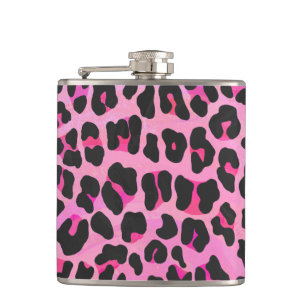 Leopard, Schwarz und Heiß-Rosa Flachmann