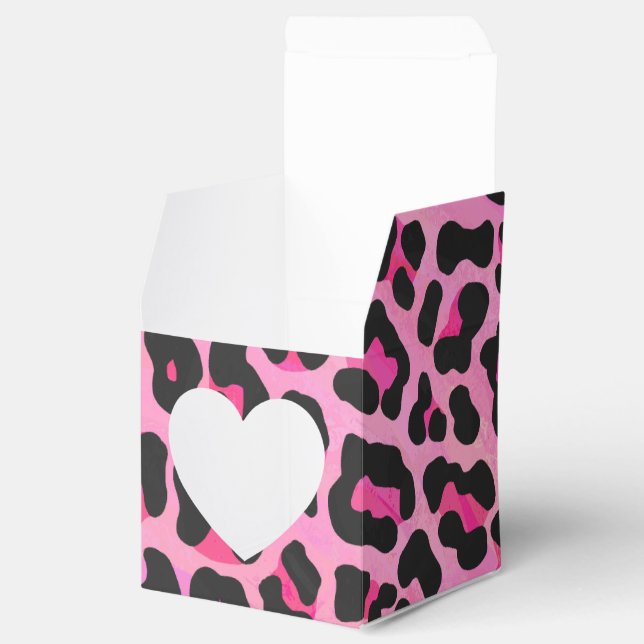 Leopard, Schwarz und Heiß-Rosa Geschenkschachtel (Geöffnet)