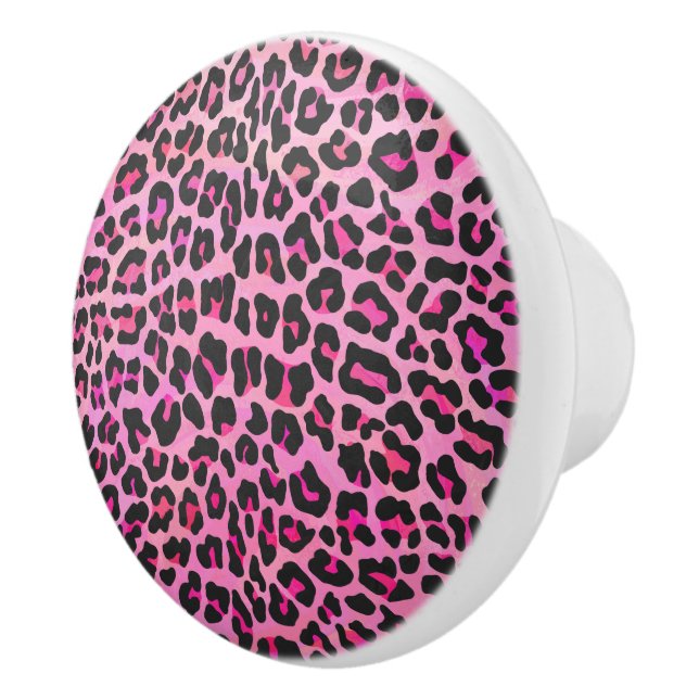 Leopard, Schwarz und Heiß-Rosa Keramikknauf (Rechts)